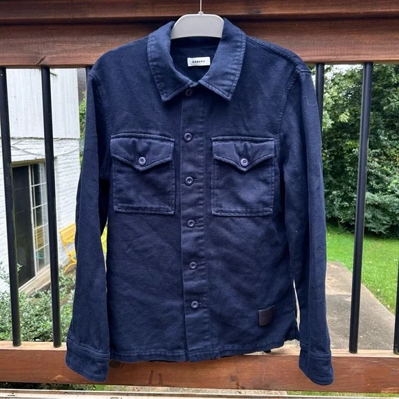 Sandro Men's linen cotton shirt overshirt jacket button down